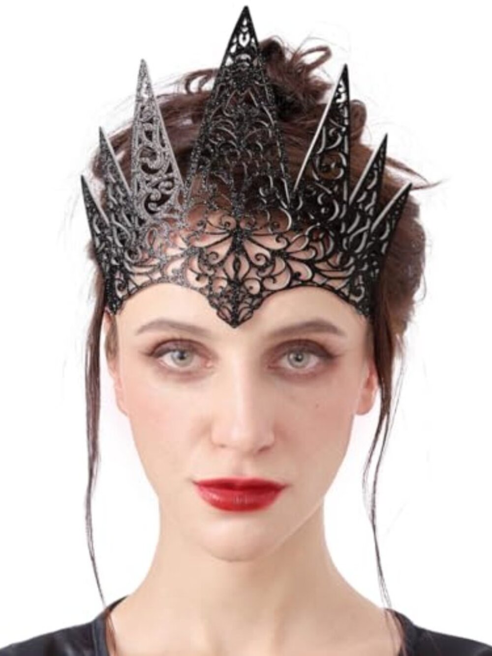 Women Die Cut Crown, Black Queen Crown Head Piece Tiaras Accessory for Halloween